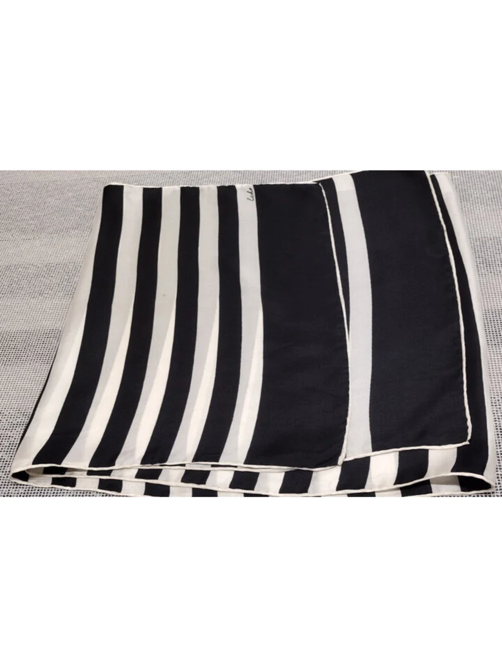 Vintage 1960s Echo Silk Scarf Mod Black & White Stripes MID CENTURY MOD UNISEX